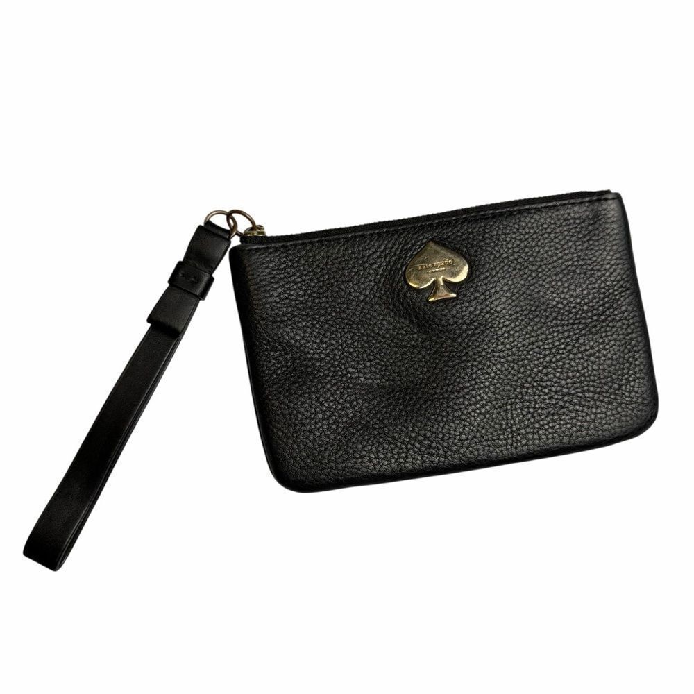 Kate Spade Black Leather Zipper Wristlet purse